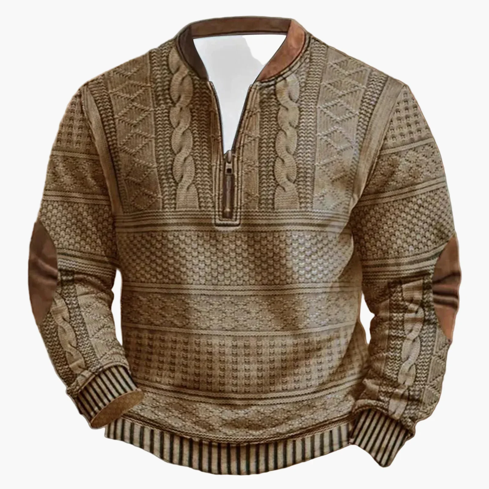 Sweat-shirt décontracté homme à col montant style tricot, manches longues, idéal pour extérieur et loisirs - Image 4