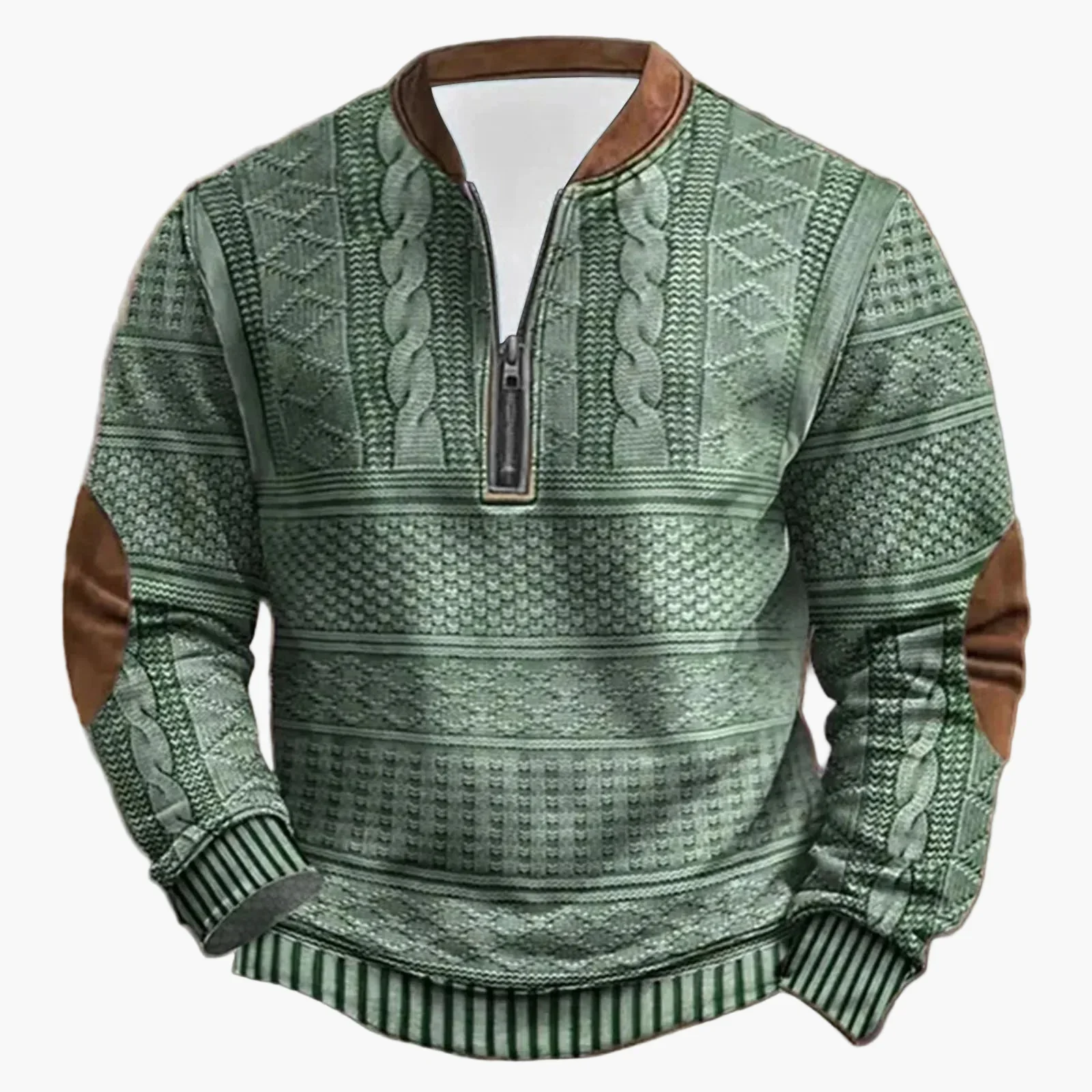 Sweat-shirt décontracté homme à col montant style tricot, manches longues, idéal pour extérieur et loisirs - Image 5
