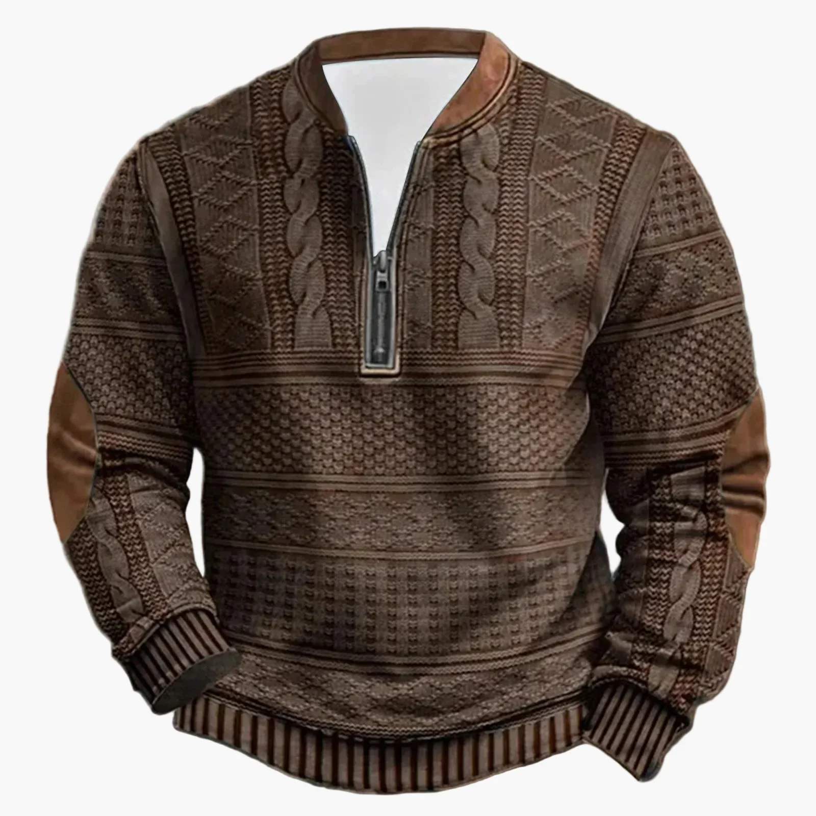 Sweat-shirt décontracté homme à col montant style tricot, manches longues, idéal pour extérieur et loisirs - Image 6
