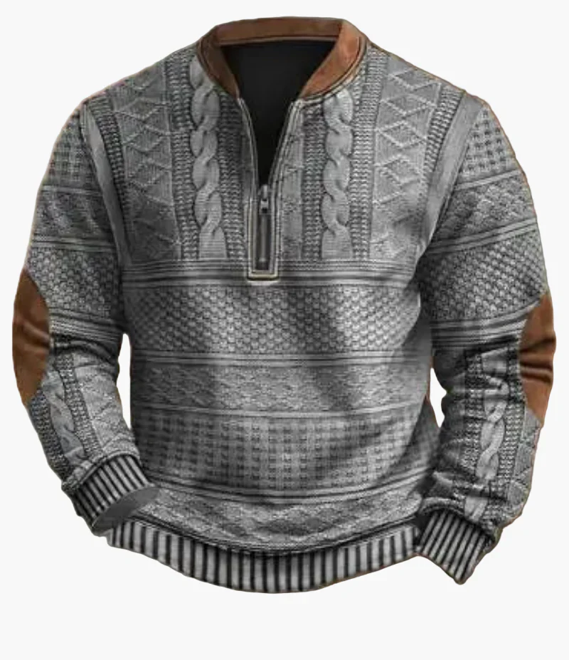 Sweat-shirt à demi-fermeture éclair pour homme style automne/hiver tendance - Pull chaud col montant casual - Image 10