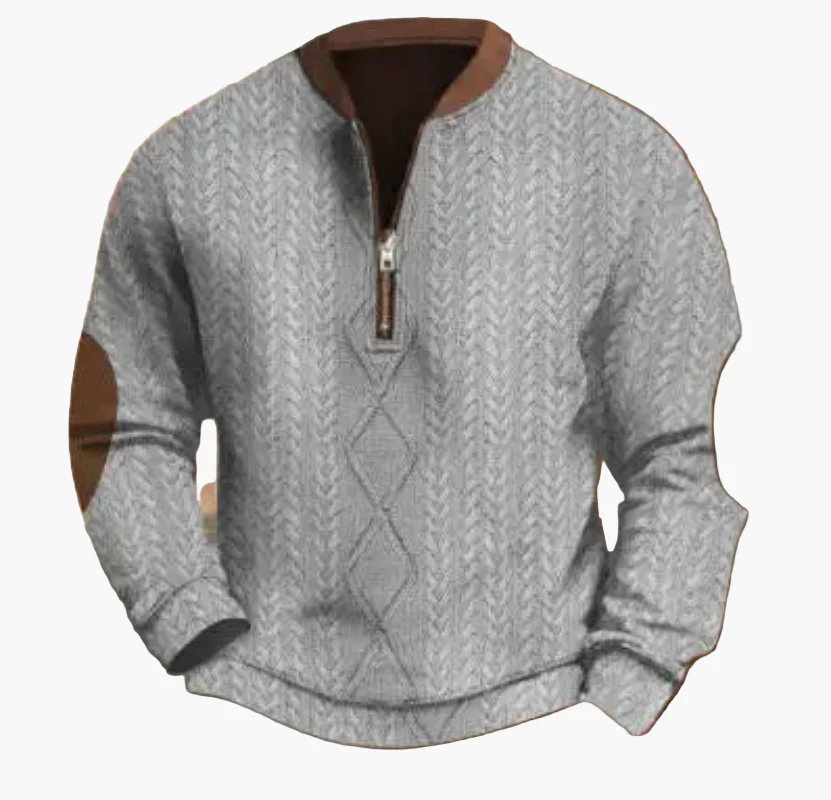 Sweat-shirt à demi-fermeture éclair pour homme style automne/hiver tendance - Pull chaud col montant casual - Image 11