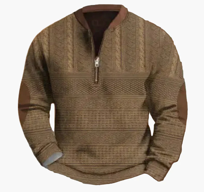 Sweat-shirt à demi-fermeture éclair pour homme style automne/hiver tendance - Pull chaud col montant casual - Image 12
