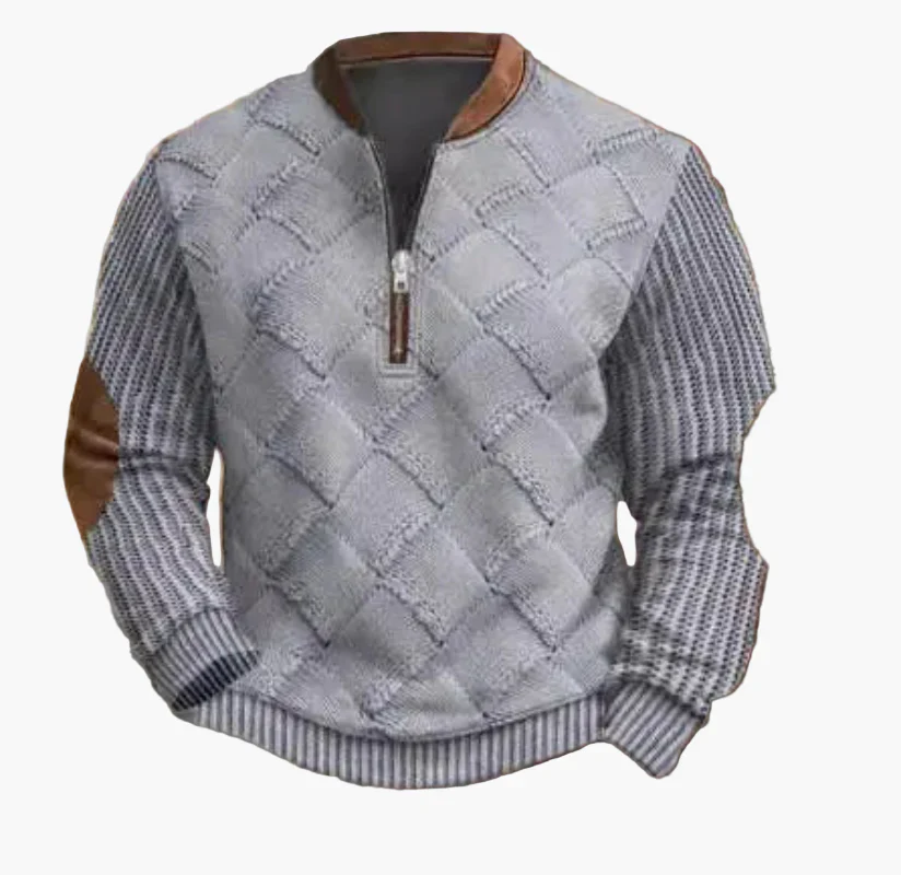 Sweat-shirt à demi-fermeture éclair pour homme style automne/hiver tendance - Pull chaud col montant casual - Image 13