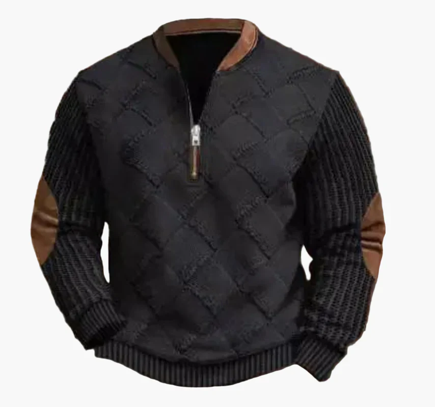 Sweat-shirt à demi-fermeture éclair pour homme style automne/hiver tendance - Pull chaud col montant casual - Image 14