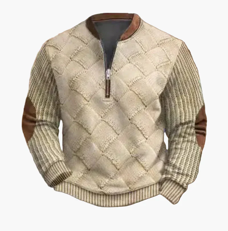 Sweat-shirt à demi-fermeture éclair pour homme style automne/hiver tendance - Pull chaud col montant casual - Image 15