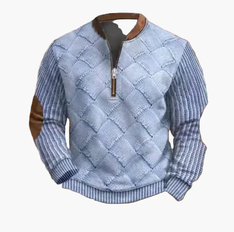 Sweat-shirt à demi-fermeture éclair pour homme style automne/hiver tendance - Pull chaud col montant casual - Image 16