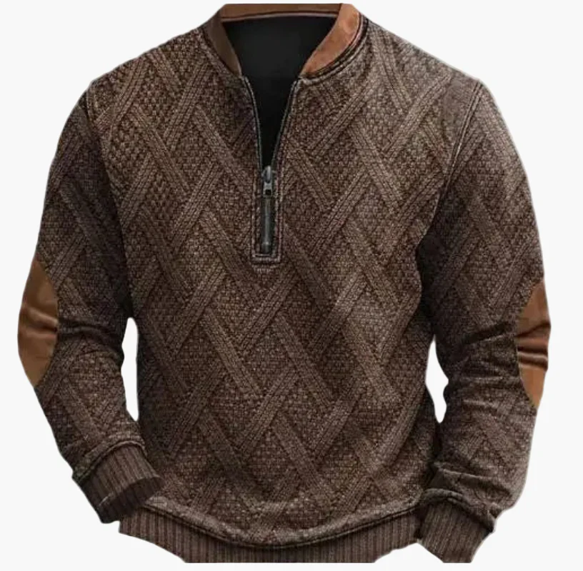 Sweat-shirt à demi-fermeture éclair pour homme style automne/hiver tendance - Pull chaud col montant casual - Image 17