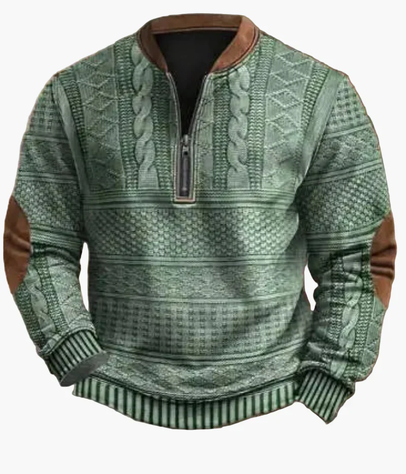 Sweat-shirt à demi-fermeture éclair pour homme style automne/hiver tendance - Pull chaud col montant casual - Image 18