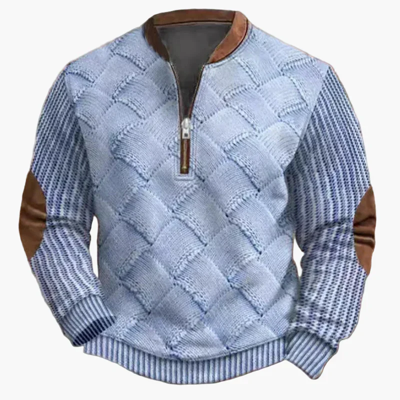 Sweat-shirt à demi-fermeture éclair pour homme style automne/hiver tendance - Pull chaud col montant casual - Image 3