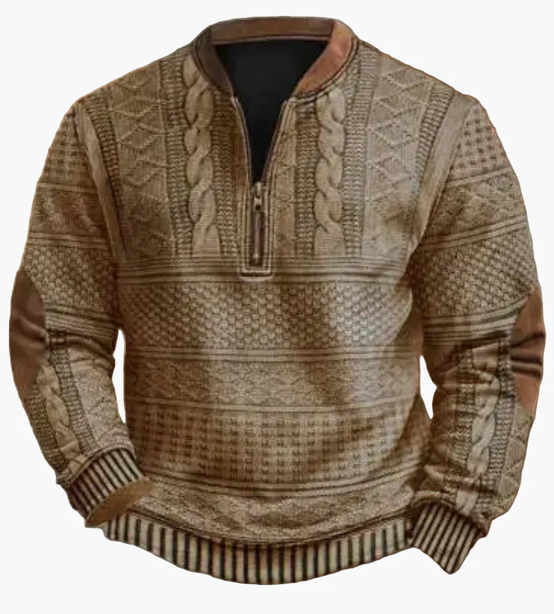 Sweat-shirt à demi-fermeture éclair pour homme style automne/hiver tendance - Pull chaud col montant casual - Image 8