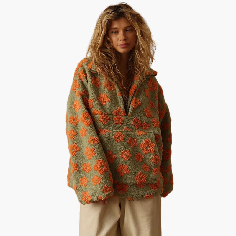 Sweat-shirt femme style bohème à fleurs pour moments cocooning et sorties décontractées - Image 3