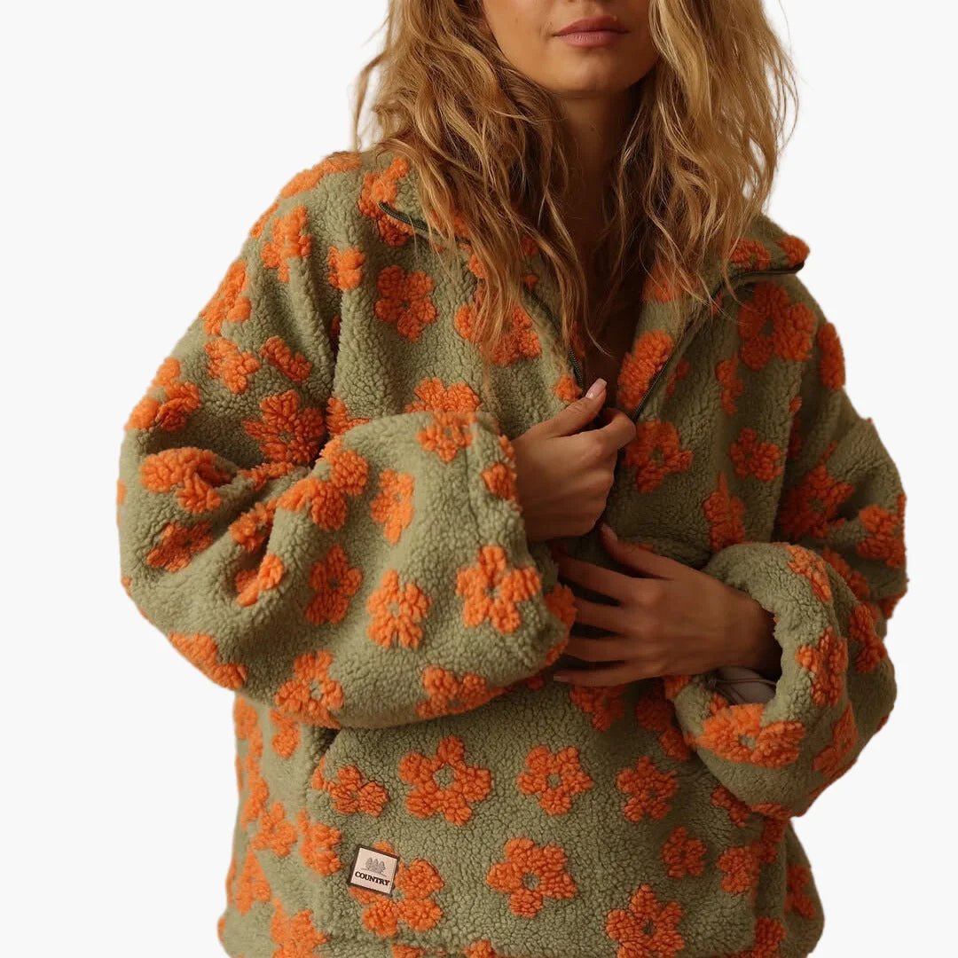 Sweat-shirt femme style bohème à fleurs pour moments cocooning et sorties décontractées - Image 4
