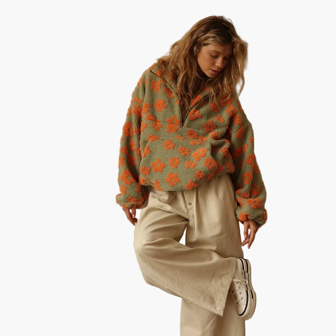 Sweat-shirt femme style bohème à fleurs pour moments cocooning et sorties décontractées - Image 6