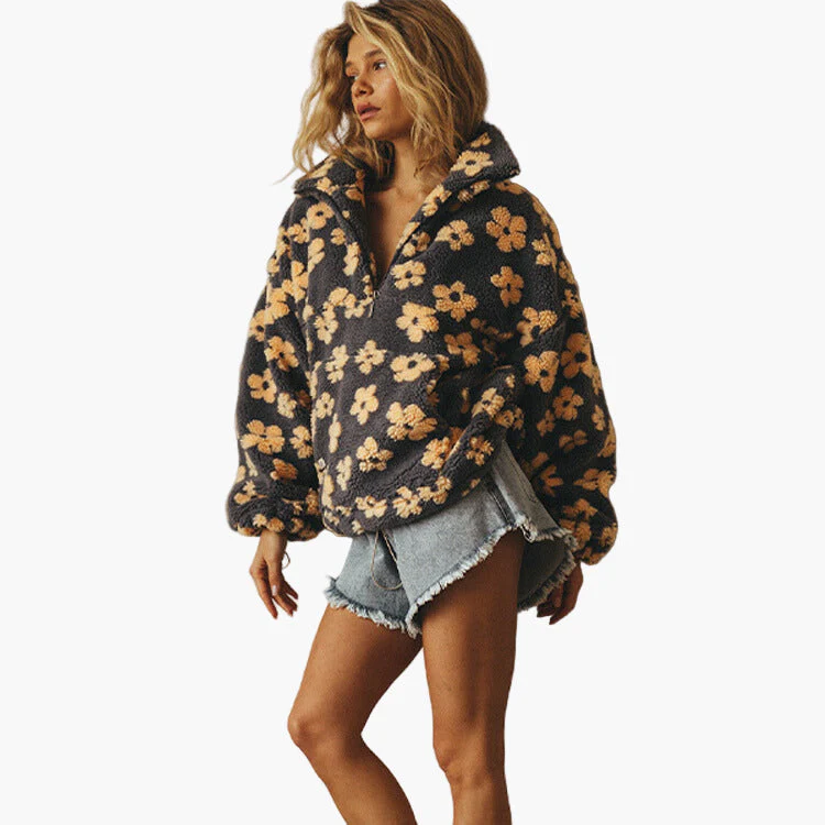 Sweat-shirt femme style bohème à fleurs pour moments cocooning et sorties décontractées - Image 8