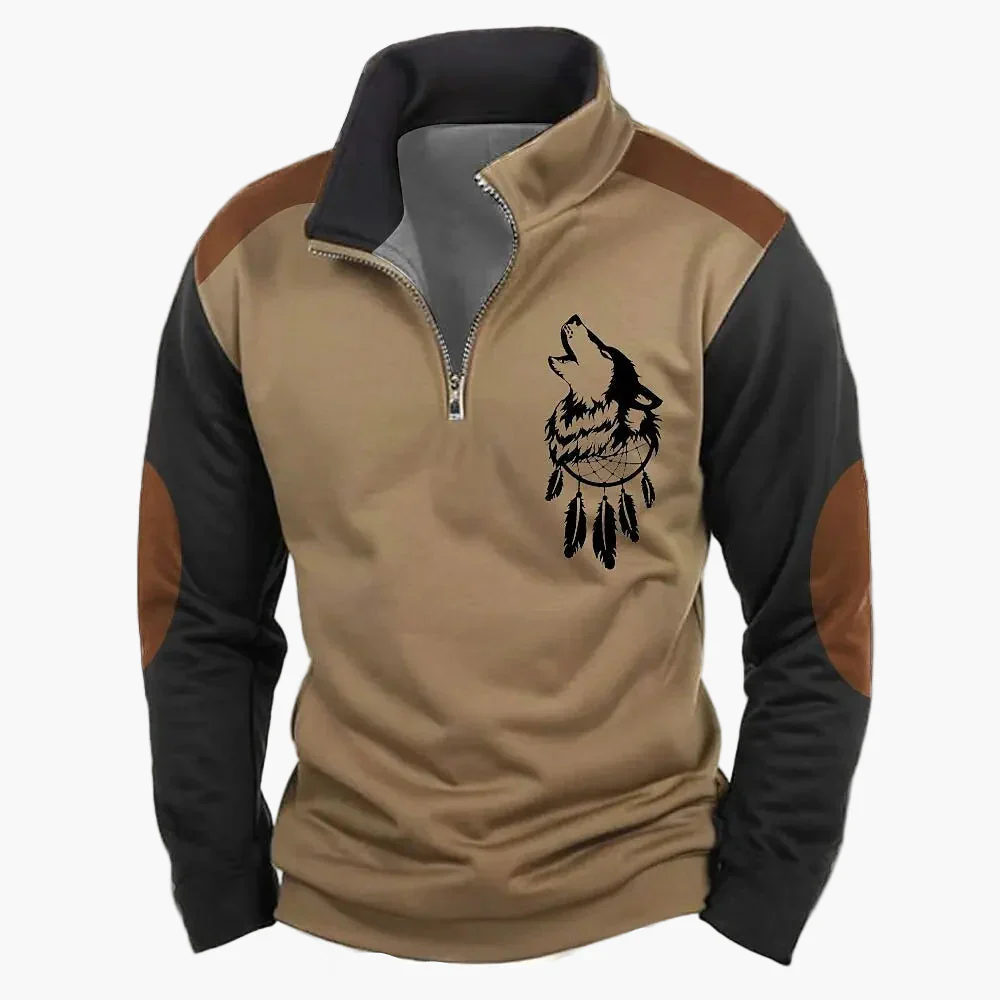 Sweat-shirt Homme Demi-zip Style Chasse Motif Cerf – Décontracté et Tendance - Image 10