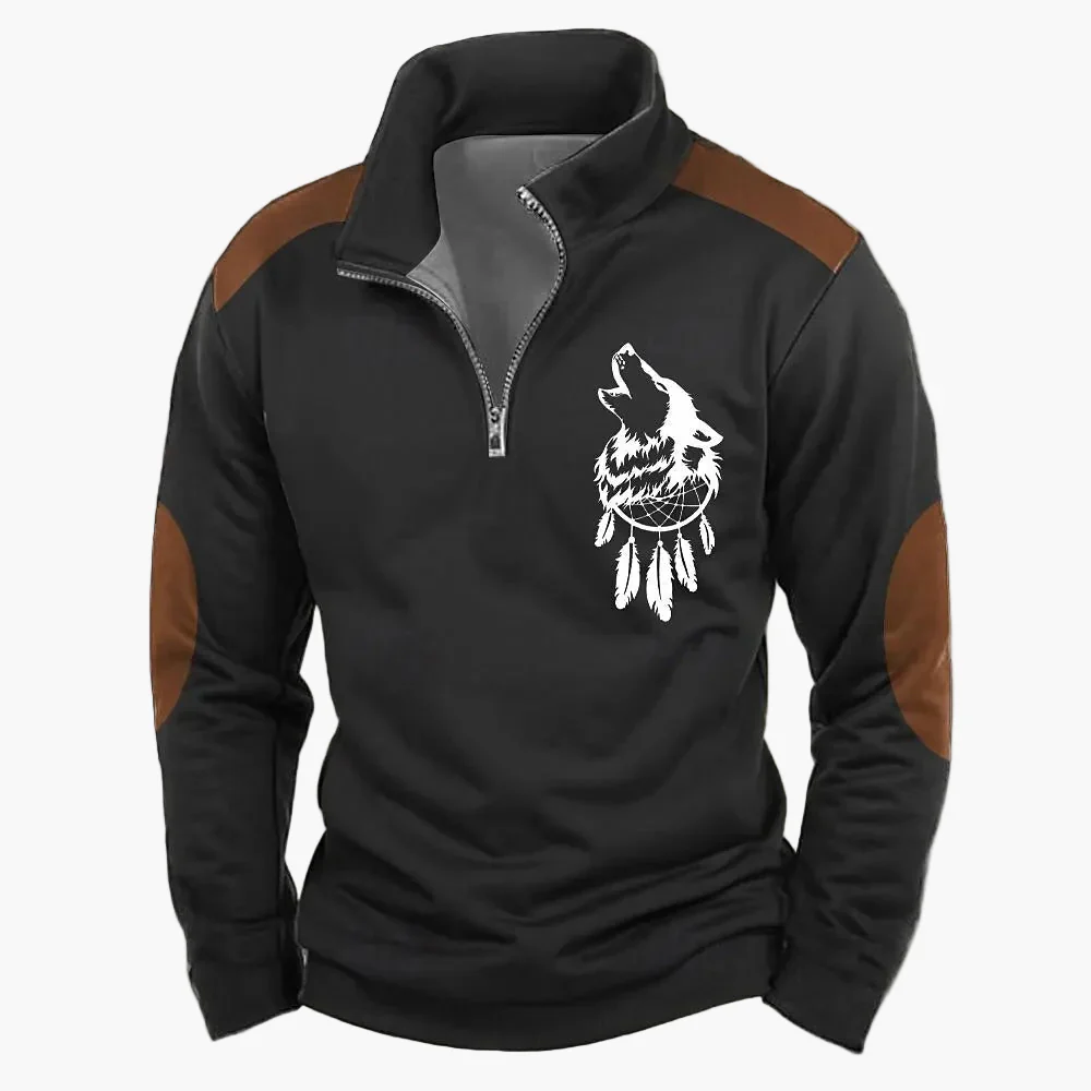 Sweat-shirt Homme Demi-zip Style Chasse Motif Cerf – Décontracté et Tendance - Image 9