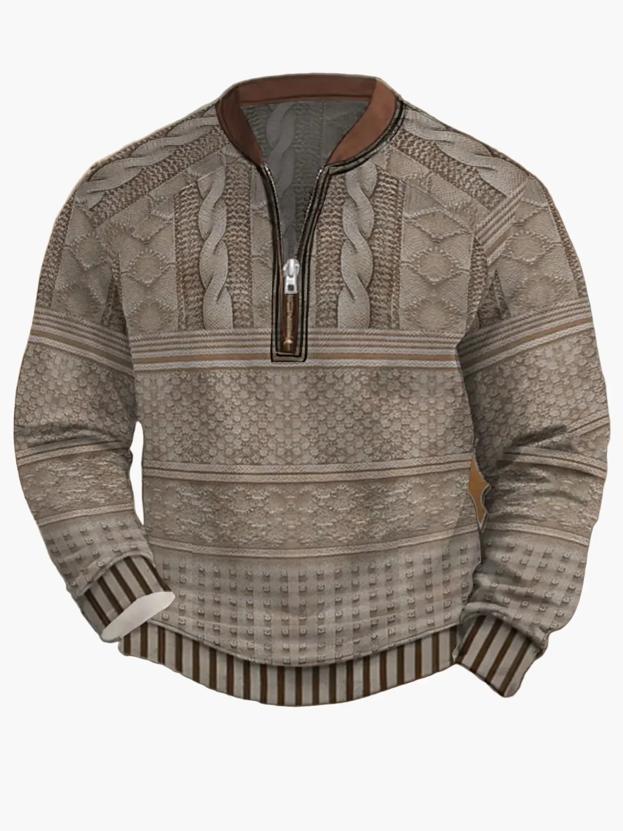 Sweat-shirt homme demi-zip style urbain tendance pour printemps et automne - Image 11