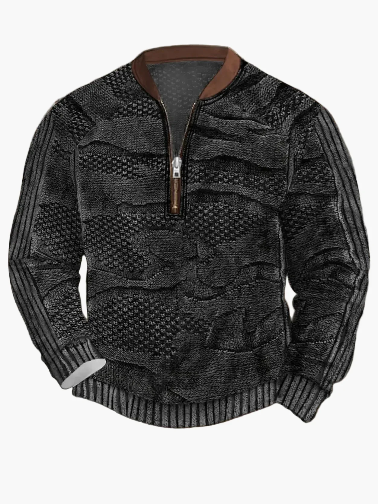 Sweat-shirt homme demi-zip style urbain tendance pour printemps et automne - Image 14