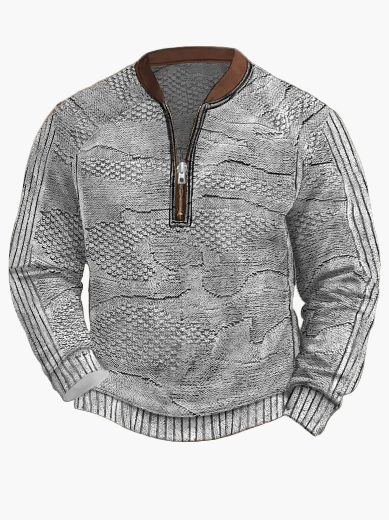 Sweat-shirt homme demi-zip style urbain tendance pour printemps et automne - Image 15