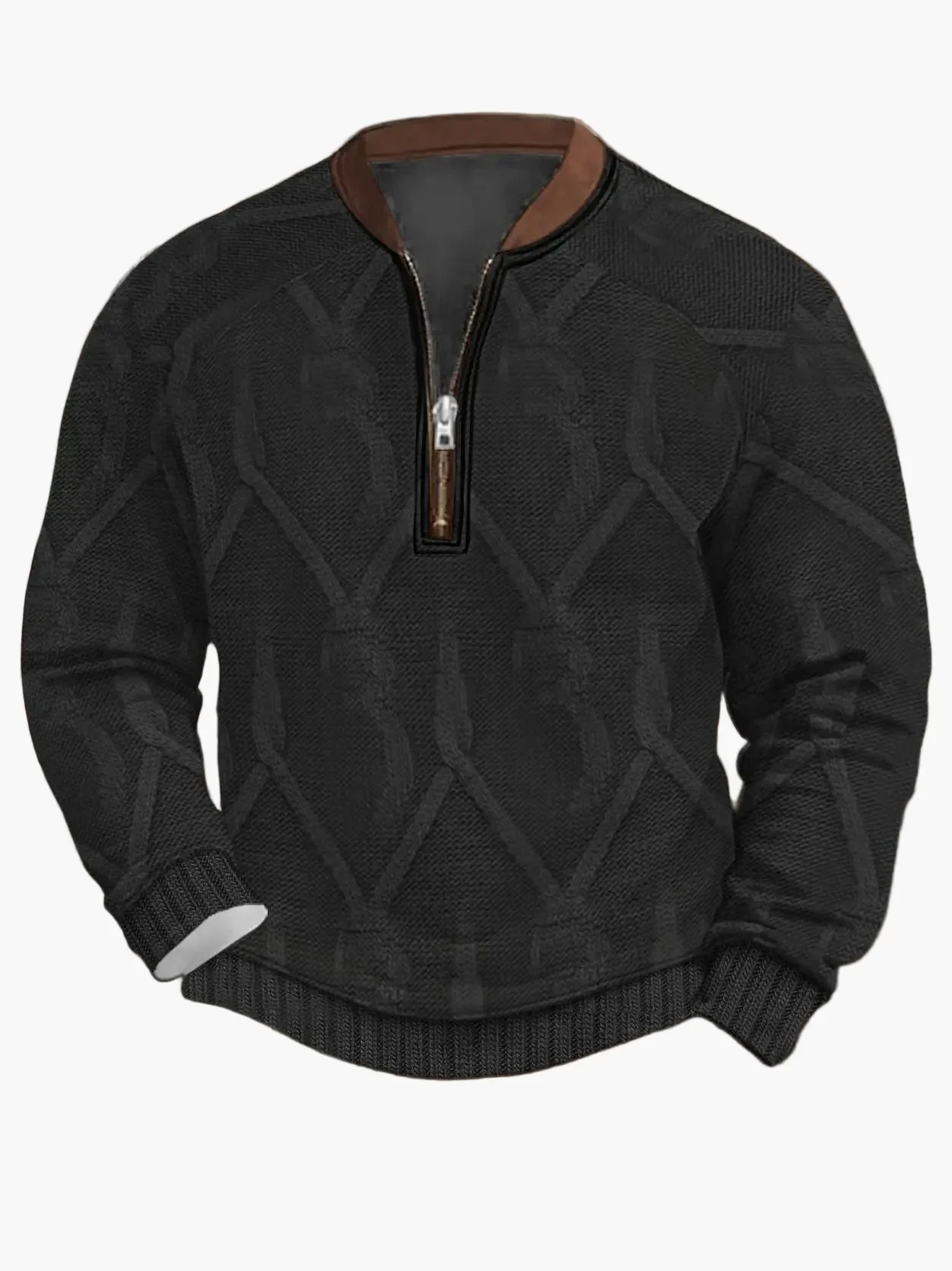 Sweat-shirt homme demi-zip style urbain tendance pour printemps et automne - Image 17