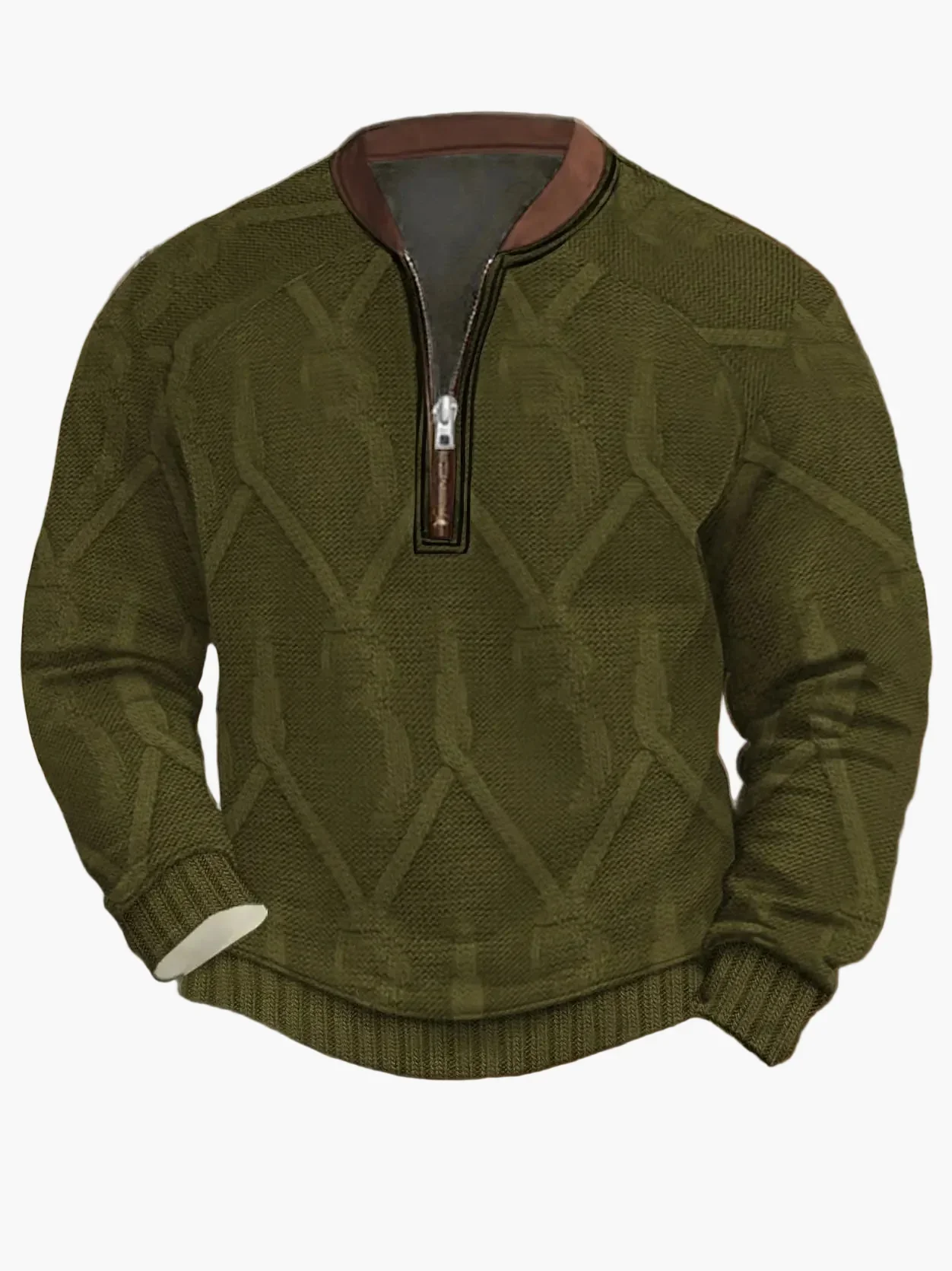 Sweat-shirt homme demi-zip style urbain tendance pour printemps et automne - Image 20
