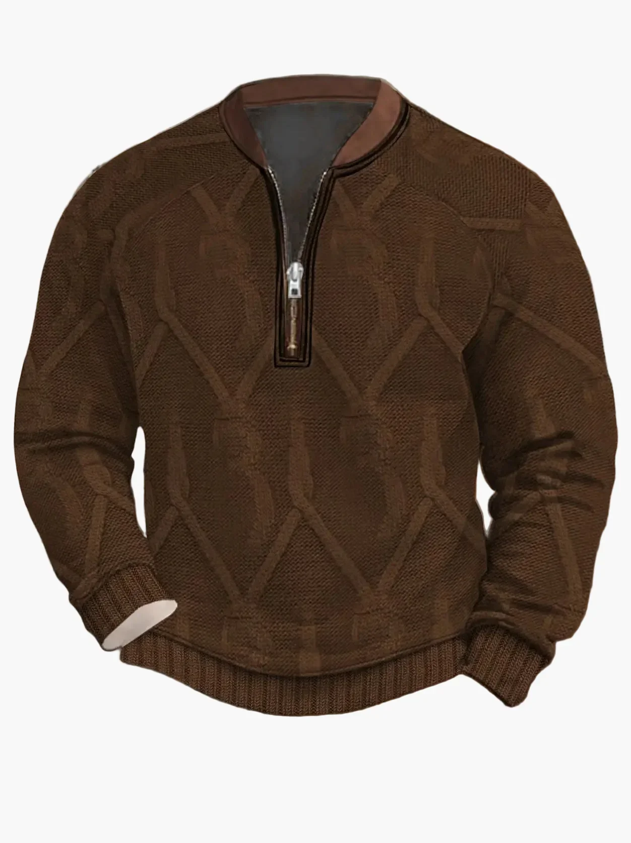 Sweat-shirt homme demi-zip style urbain tendance pour printemps et automne - Image 21