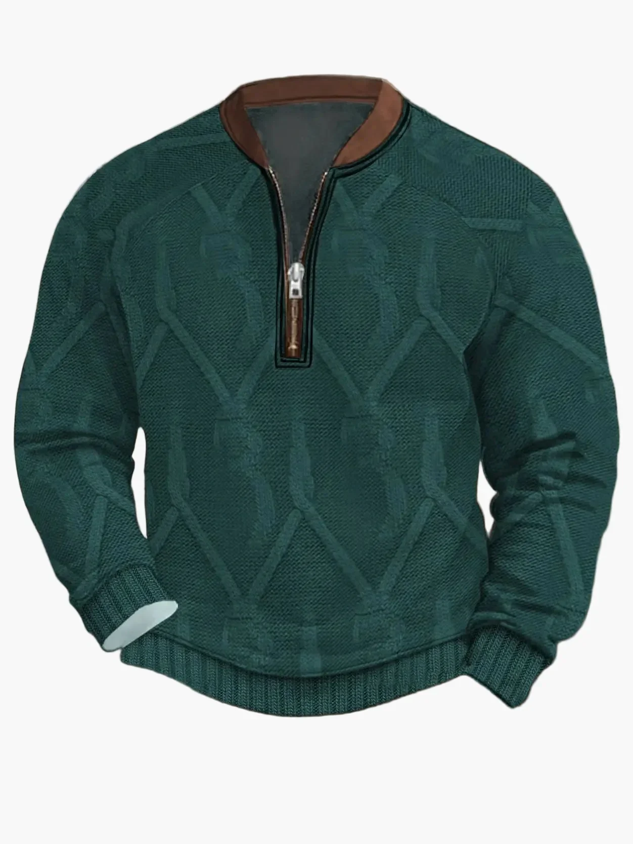 Sweat-shirt homme demi-zip style urbain tendance pour printemps et automne - Image 22