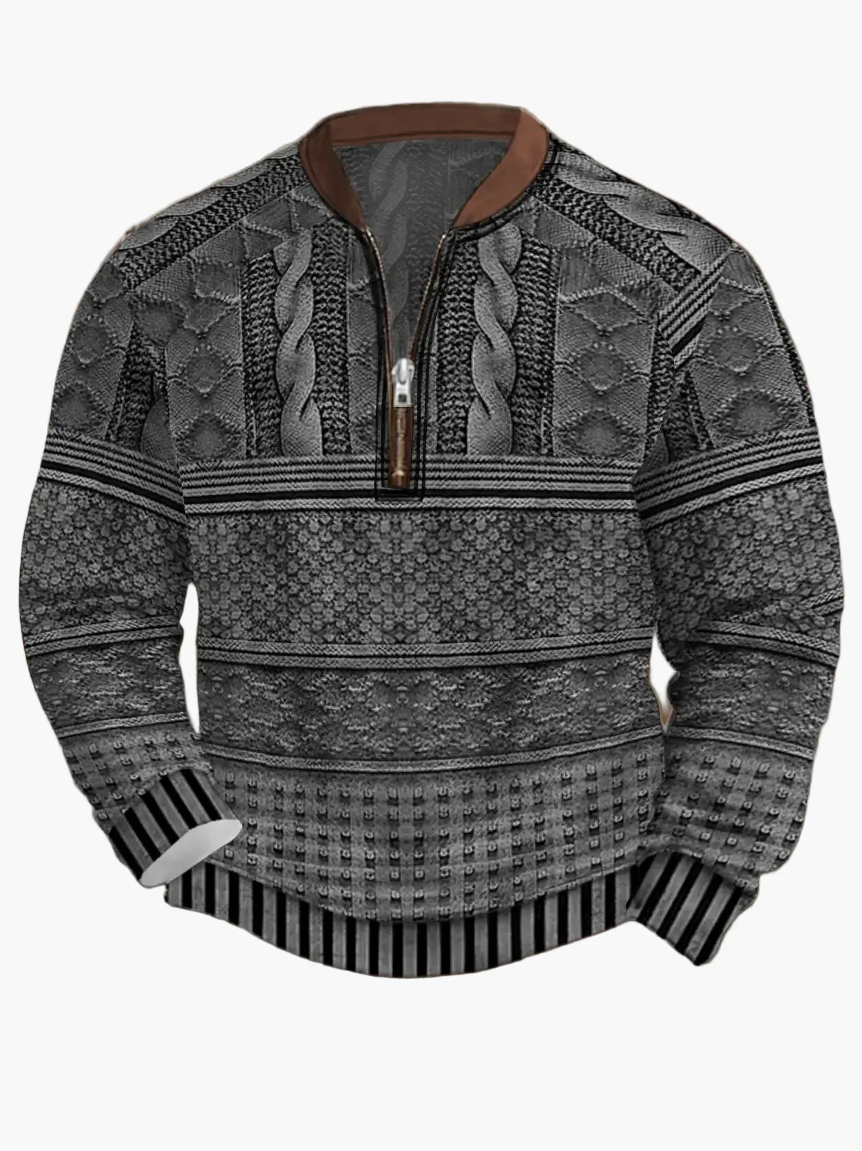 Sweat-shirt homme demi-zip style urbain tendance pour printemps et automne - Image 9