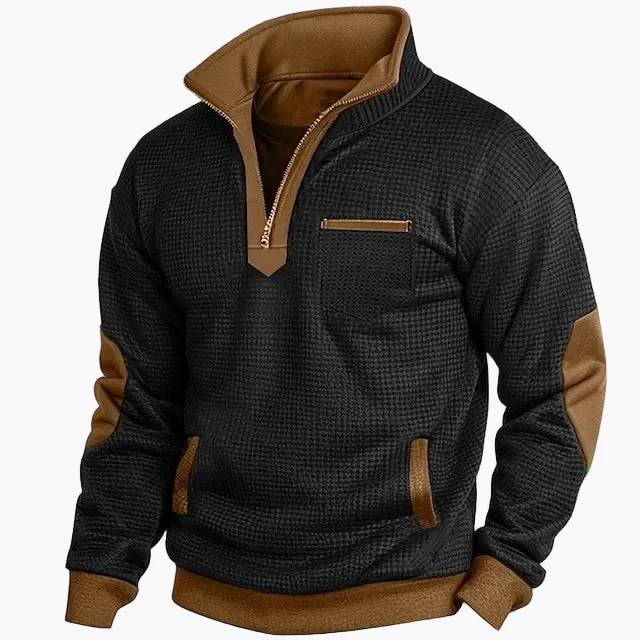 Sweat-shirt homme style rétro à col montant pour automne et hiver - Casual et tendance - Image 3