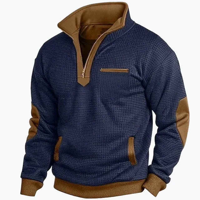 Sweat-shirt homme style rétro à col montant pour automne et hiver - Casual et tendance - Image 4