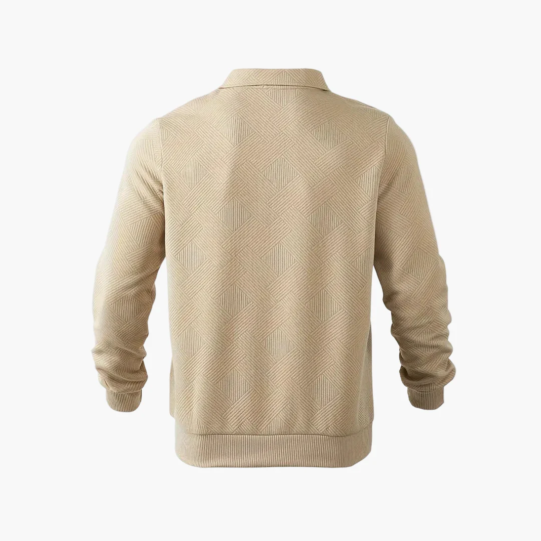 Sweat-shirt pour homme style vintage à col zippé avec motif géométrique – Élégance décontractée pour toutes occasions - Image 4