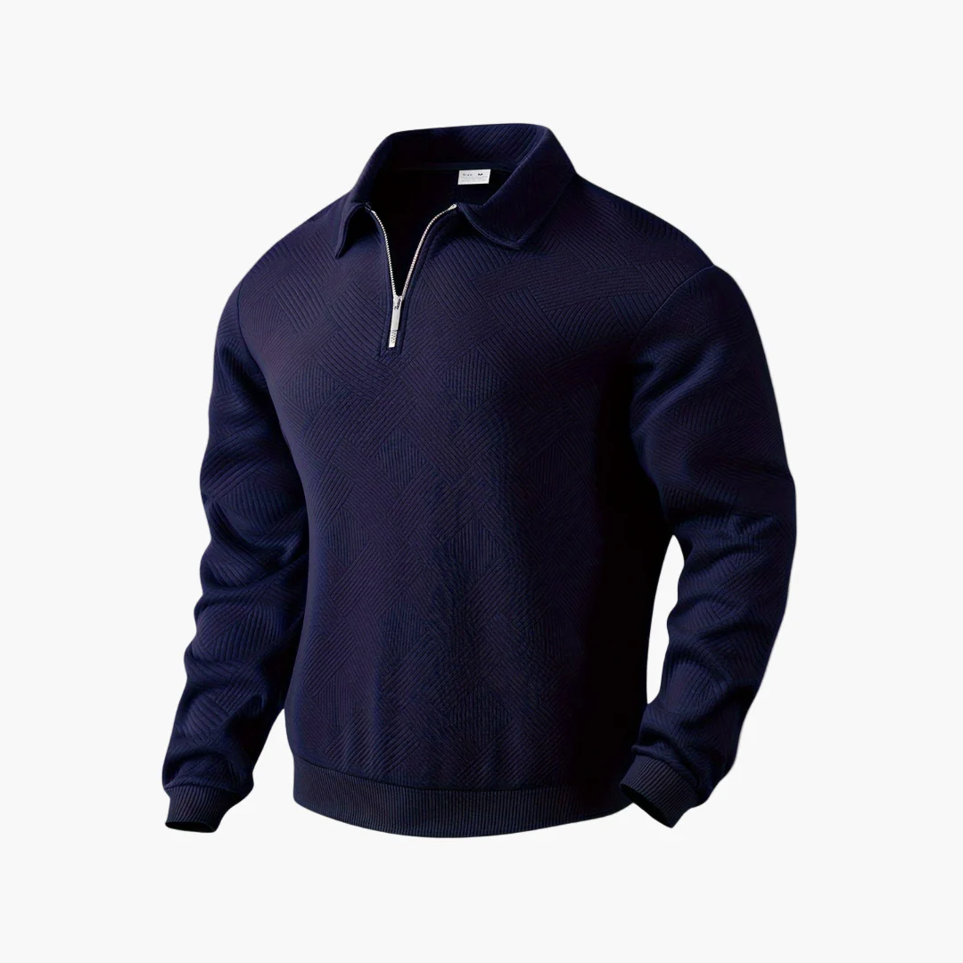 Sweat-shirt pour homme style vintage à col zippé avec motif géométrique – Élégance décontractée pour toutes occasions - Image 5
