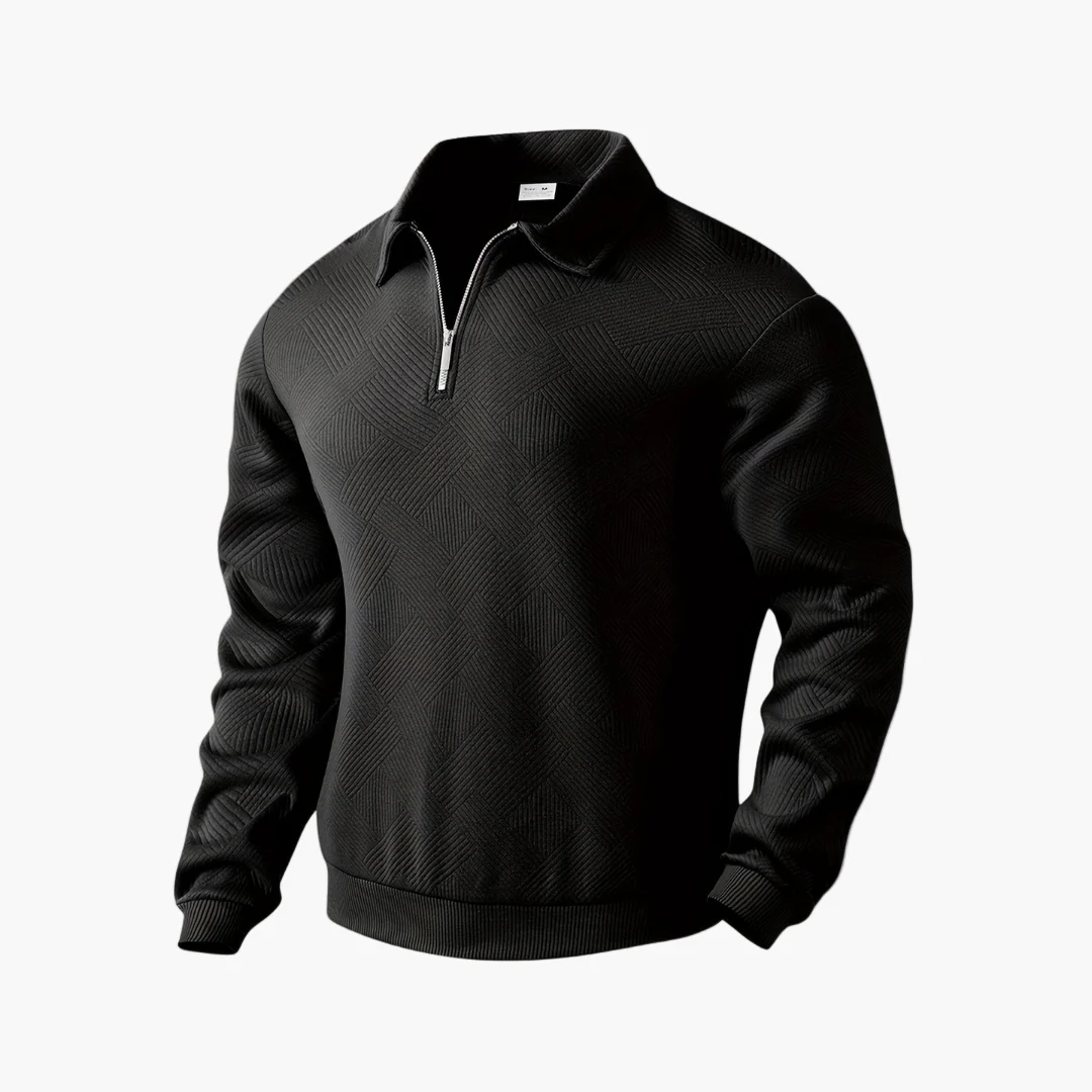 Sweat-shirt pour homme style vintage à col zippé avec motif géométrique – Élégance décontractée pour toutes occasions - Image 7