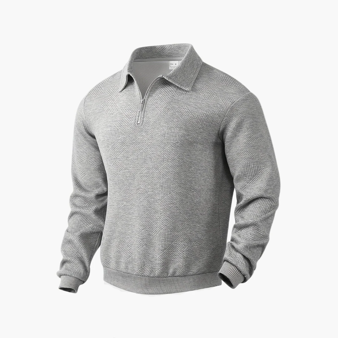 Sweat-shirt pour homme style vintage à col zippé avec motif géométrique – Élégance décontractée pour toutes occasions - Image 9