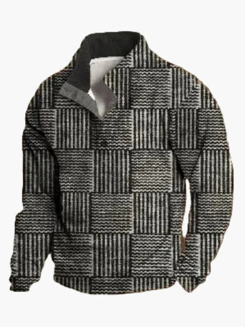 Sweat-shirt homme style western vintage à imprimé cow-boy, col montant, manches longues – Idéal pour l’hiver et les loisirs - Image 3