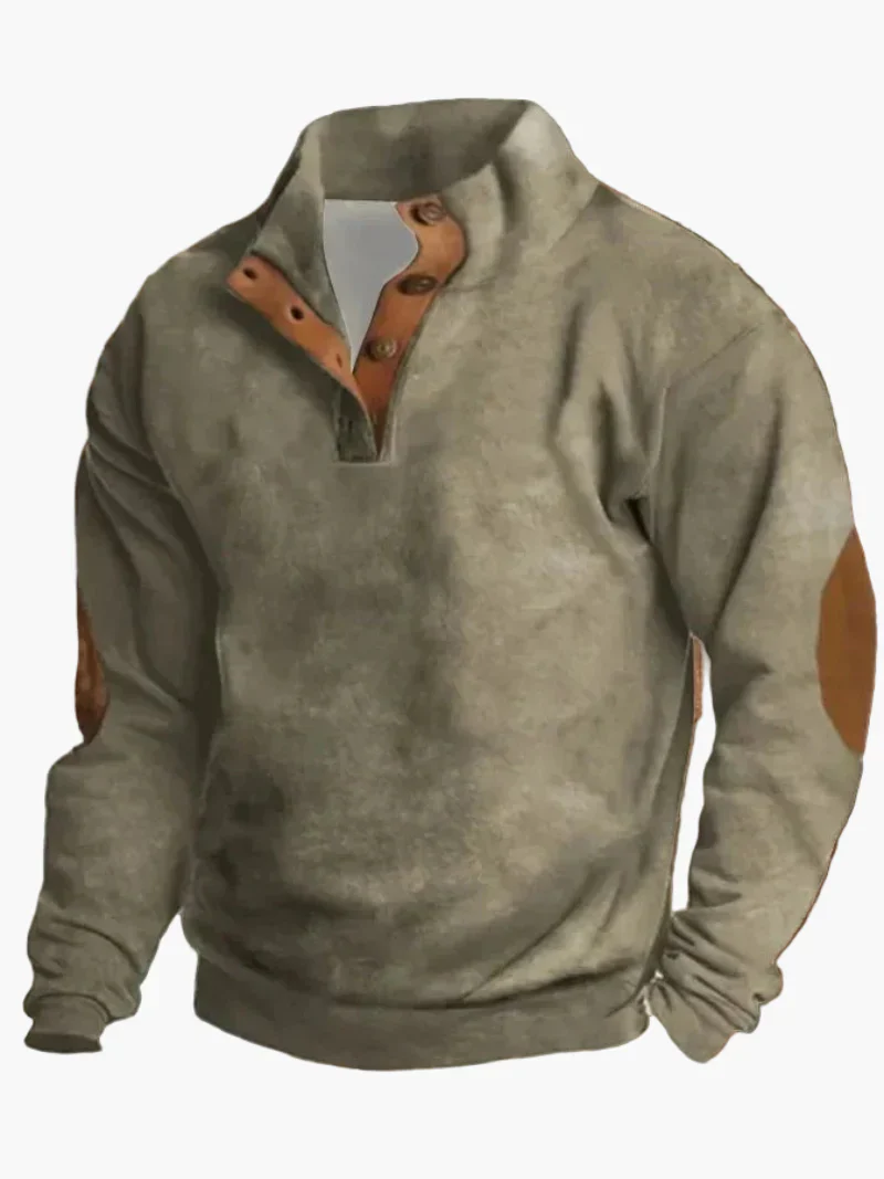 Sweat-shirt homme style western vintage à imprimé cow-boy, col montant, manches longues – Idéal pour l’hiver et les loisirs - Image 4