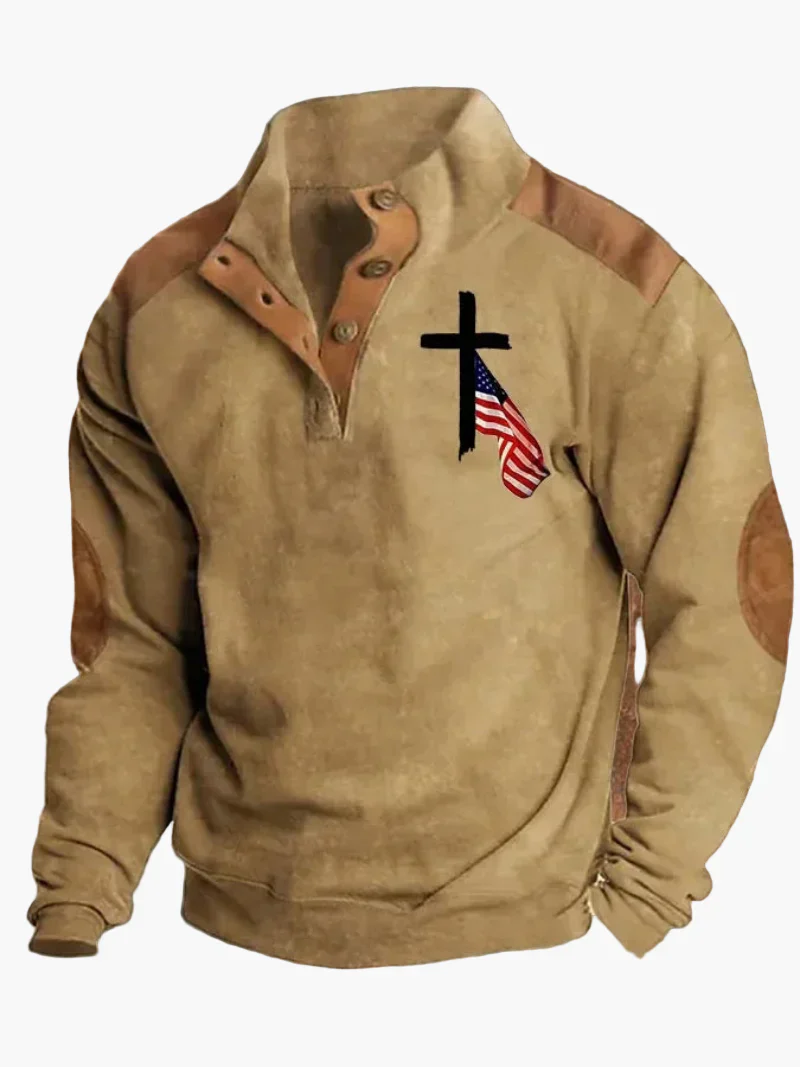 Sweat-shirt homme style western vintage à imprimé cow-boy, col montant, manches longues – Idéal pour l’hiver et les loisirs - Image 6