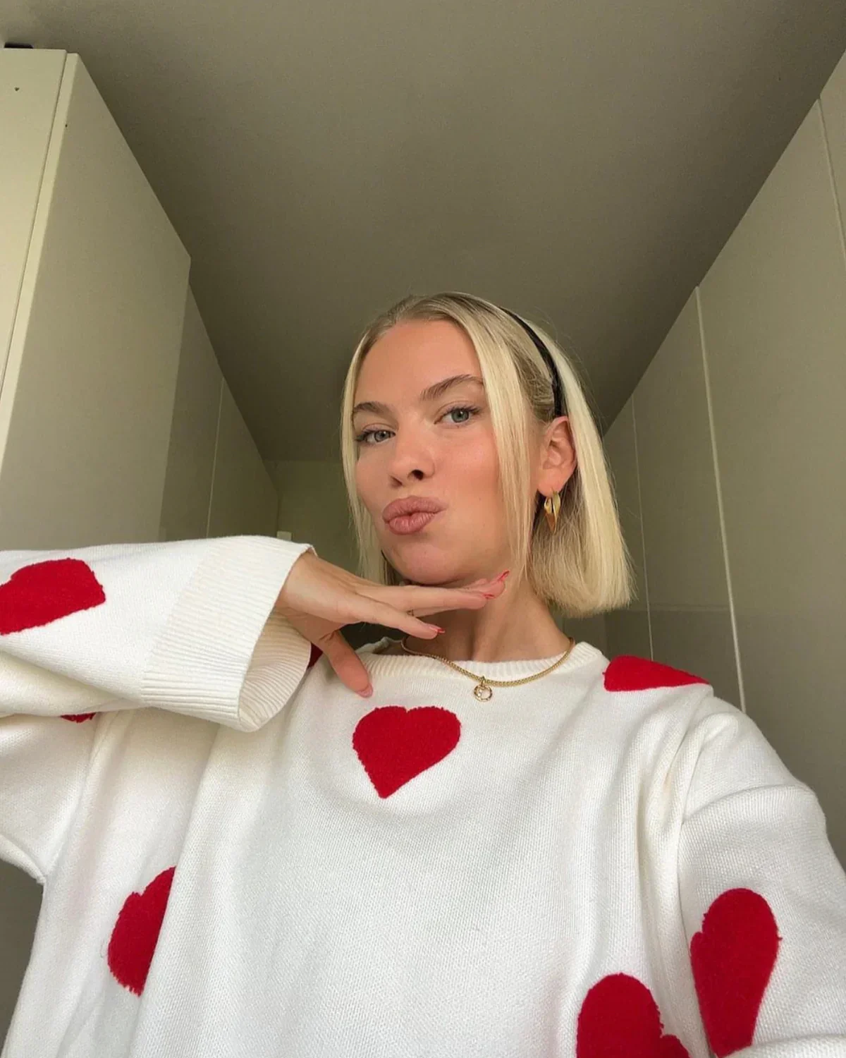 Sweat-shirt oversize femme style cocooning à motifs cœurs – Confort et tendance pour la maison ou la détente - Image 5