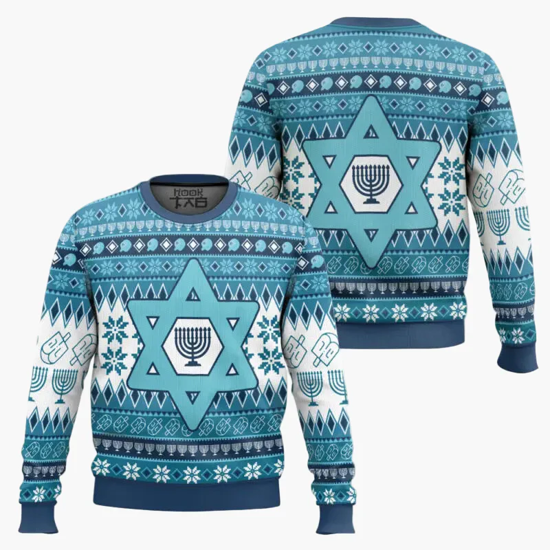 Sweat-shirt unisexe style pull moche Hanoucca "Not Today Santa" – Fête et humour pour Noël et Hanoucca - Image 3