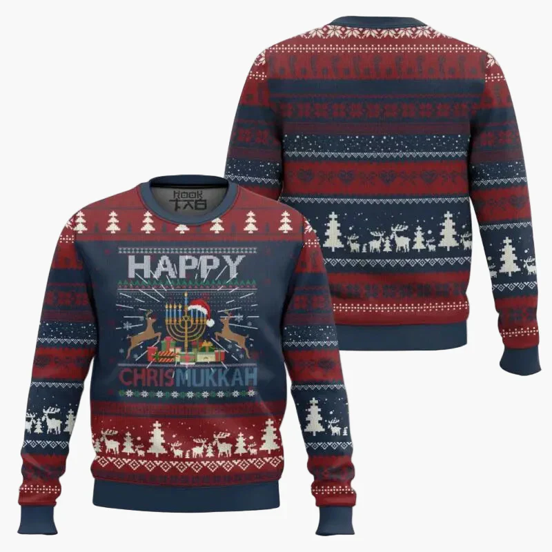 Sweat-shirt unisexe style pull moche Hanoucca "Not Today Santa" – Fête et humour pour Noël et Hanoucca - Image 5
