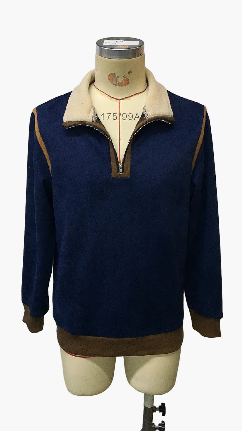 Sweat-shirt zippé col montant rétro homme style vintage pour automne et hiver - Image 4