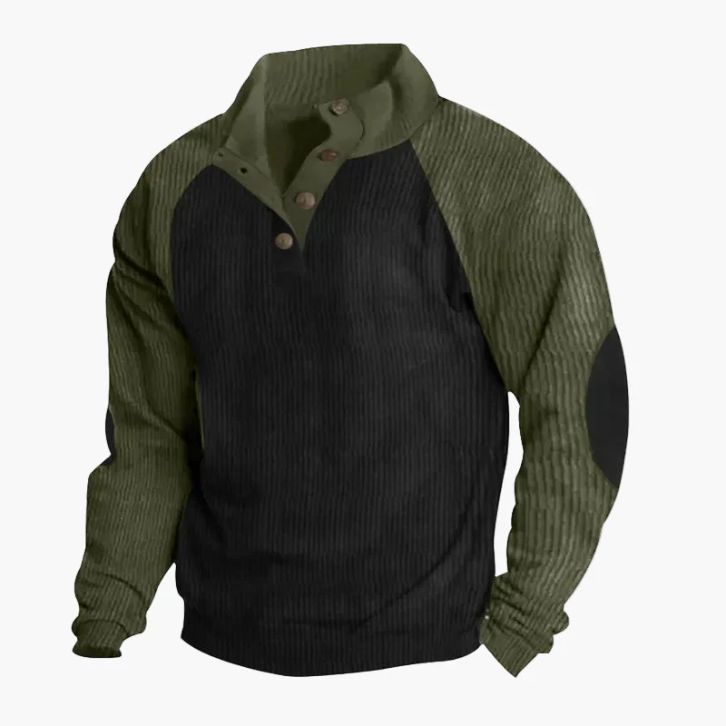 Sweatshirt décontracté homme col boutonné style rétro pour loisirs - Image 2
