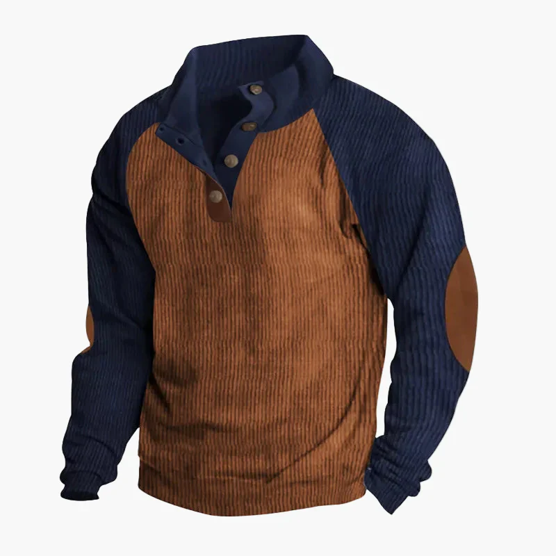 Sweatshirt décontracté homme col boutonné style rétro pour loisirs - Image 4