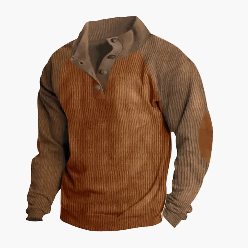 Sweatshirt décontracté homme col boutonné style rétro pour loisirs - Image 7
