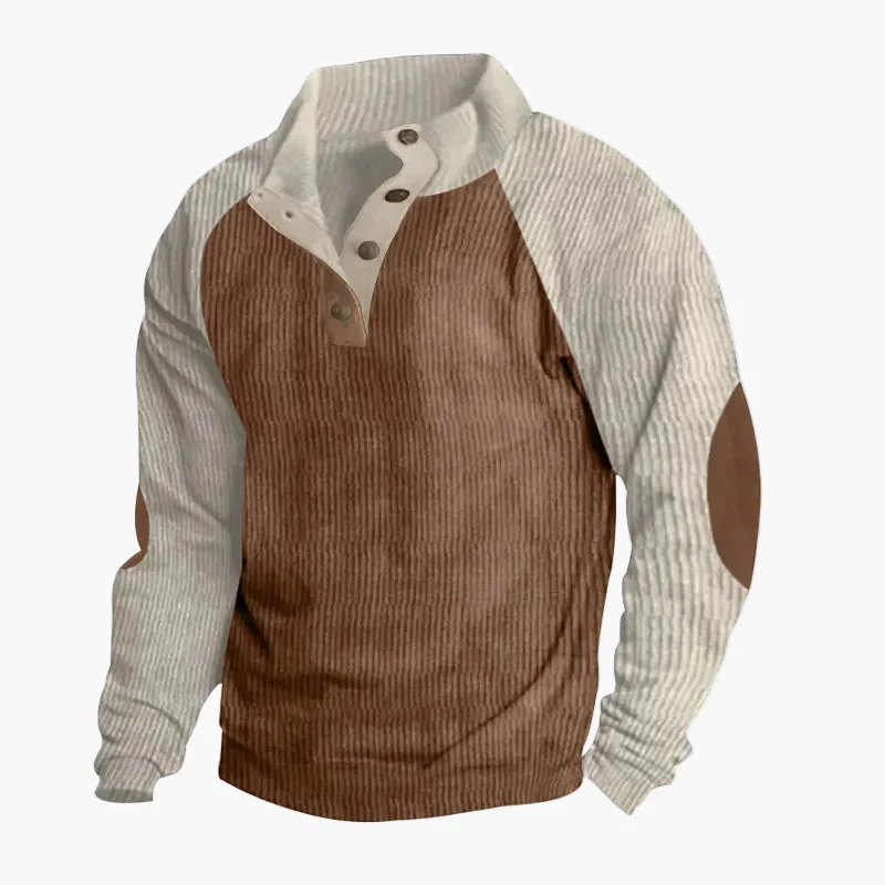 Sweatshirt décontracté homme col boutonné style rétro pour loisirs - Image 8