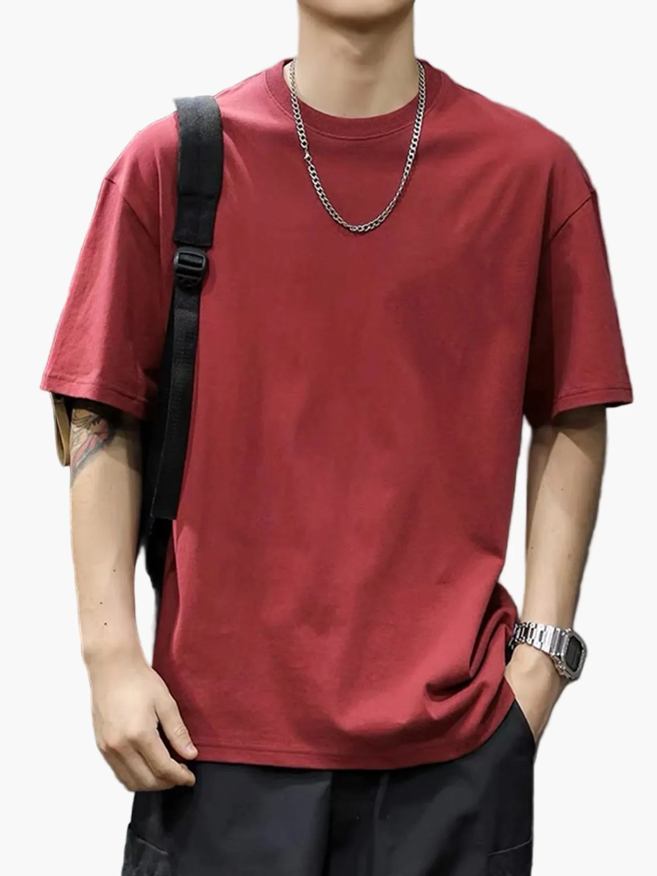 T-shirt basique style décontracté pour homme - Coupe droite, manches courtes, idéal au quotidien - Image 5