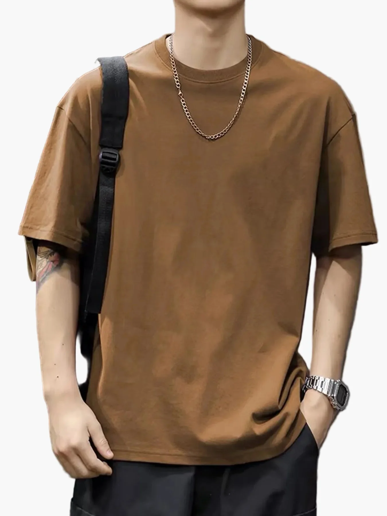 T-shirt basique style décontracté pour homme - Coupe droite, manches courtes, idéal au quotidien - Image 6