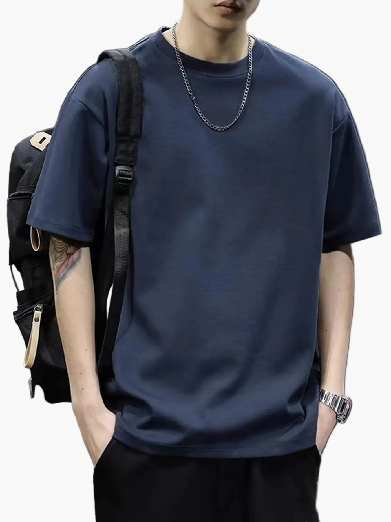 T-shirt basique style décontracté pour homme - Coupe droite, manches courtes, idéal au quotidien - Image 8