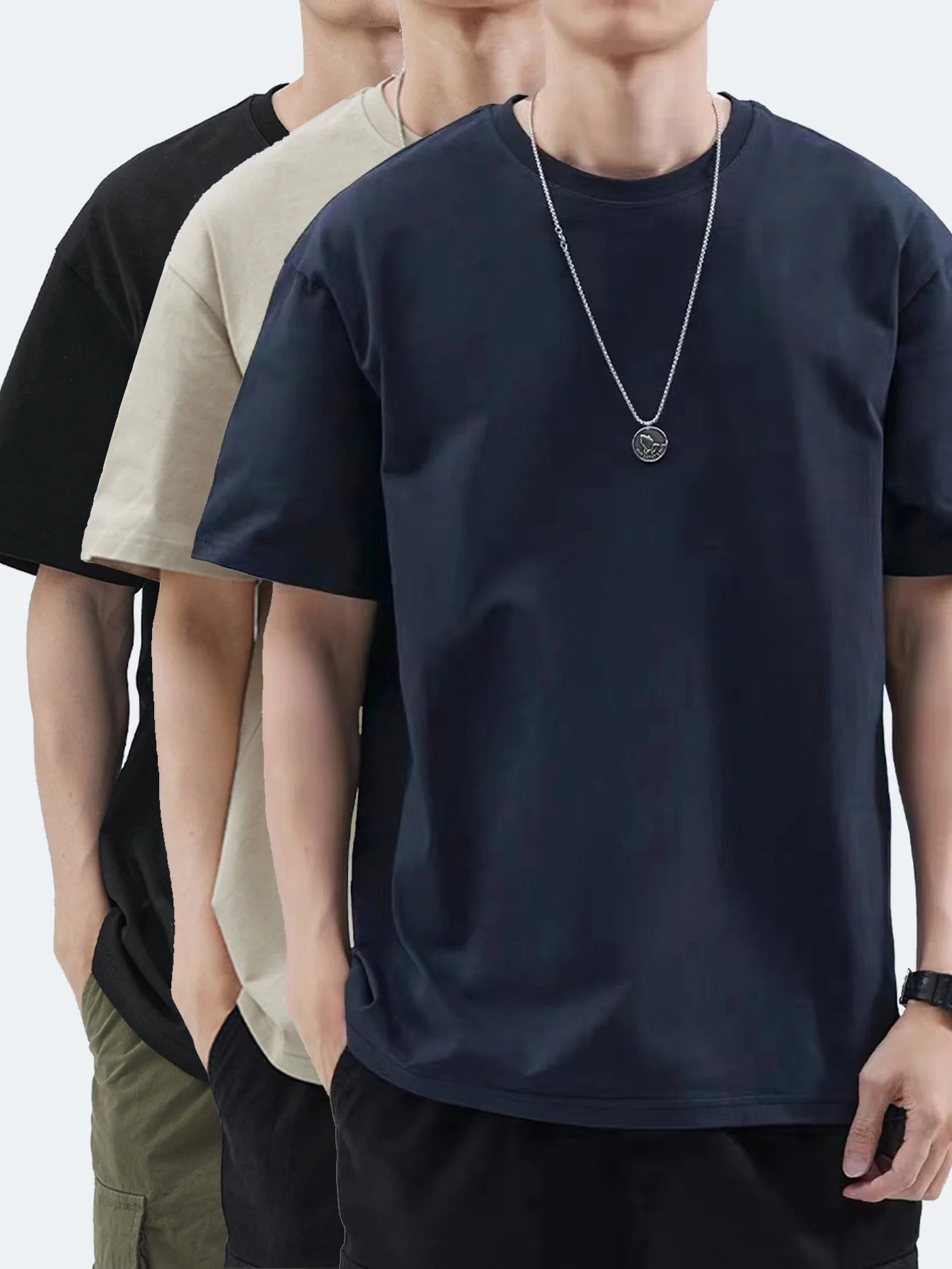 T-shirt basique style décontracté pour homme - polyvalent, tendance, usage quotidien - Image 2