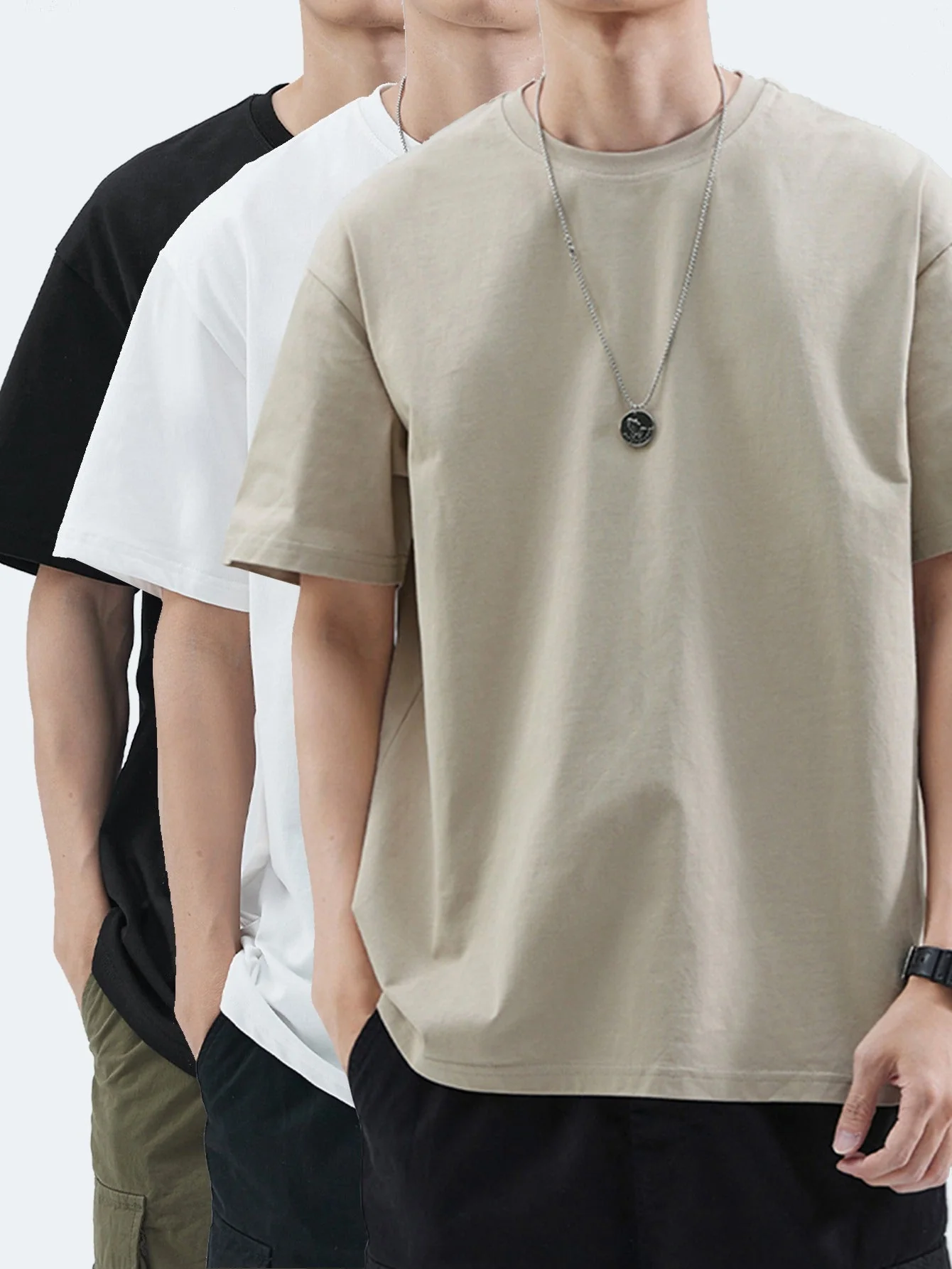 T-shirt basique style décontracté pour homme - polyvalent, tendance, usage quotidien - Image 3